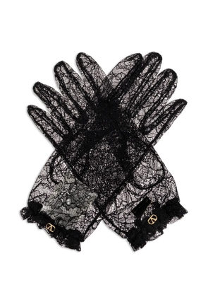 Valentino Garavani ruffled lace gloves - Black
