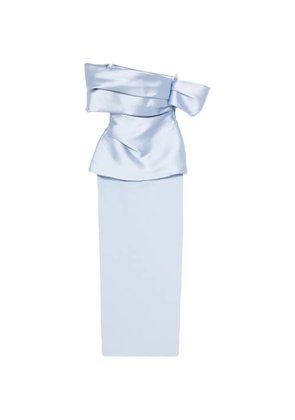 Solace London off-shoulder peplum-detail maxi dress - Blue
