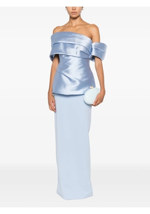 Solace London off-shoulder peplum-detail maxi dress - Blue