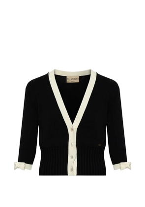 Valentino Garavani bow-detailed ribbed-knit cardigan - Black