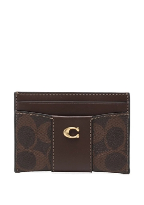 Coach monogram-print logo-plaque card holder - Brown