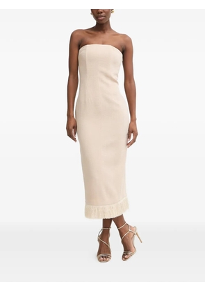 SIMONA CORSELLINI strapless fringed-hem dress - Neutrals