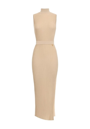 Elisabetta Franchi ribbed high-neck maxi dress - Neutrals