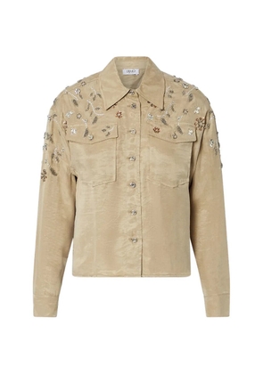 LIU JO bejewelled-appliqué button-up shirt - Neutrals
