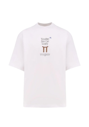 Woodbird logo-print embroidered T-shirt - White