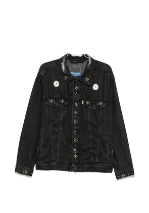 INNOCENCE NYC flower-studs denim jacket - Black