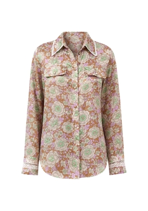 Paul & Joe Geranium floral-print lace-trim shirt - Brown