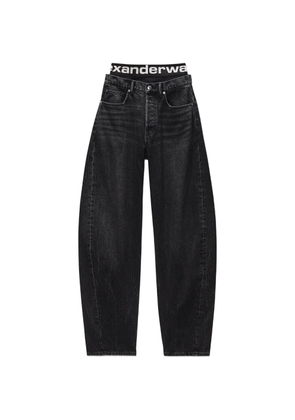 Alexander Wang logo-waistband layered tapered jeans - Grey