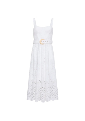 Cara Cara Calypso eyelet-embroidered belted cotton midi dress - White