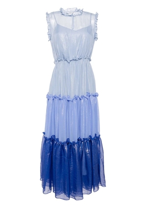 Baruni Davina ruffle-trim tiered midi dress - Blue