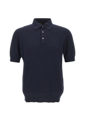 Filippo De Laurentiis checked-stitch cotton polo shirt - Blue