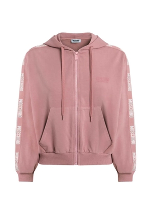 Moschino logo-tape zip-up hoodie - Pink