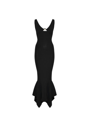 Marine Serre crescent moon ribbed knit dress - Black