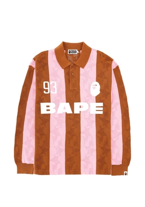 A BATHING APE® striped long-sleeve polo shirt - Neutrals