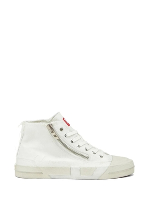 Diesel S-D-Verse frayed-canvas zip-detail sneakers - White