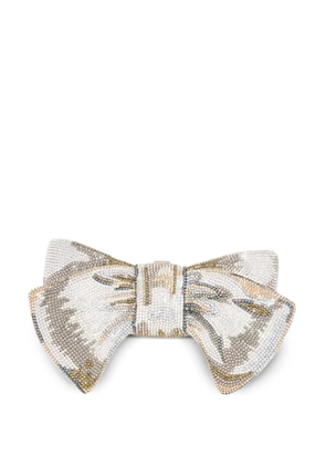 Judith Leiber Just For You Bow crystal-embellished clutch bag - Silver