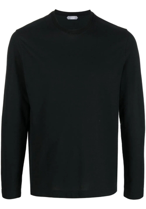 Zanone long-sleeved cotton T-shirt - Black