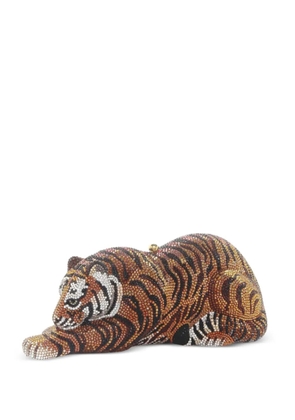 Judith Leiber Wildcat Bengal Tiger crystal-embellished clutch bag - Brown