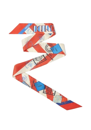 FENDI stamp-print striped scarf - Red