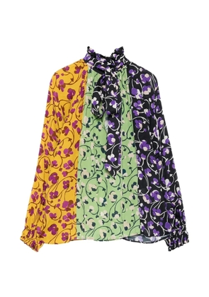 La DoubleJ floral-print patchwork blouse - Black