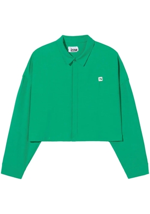 izzue logo-plaque cropped shirt - Green