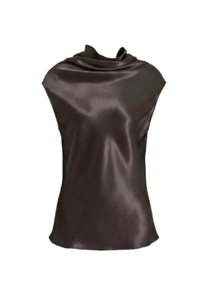 Alberta Ferretti satin-finish cowl-neck top - Brown