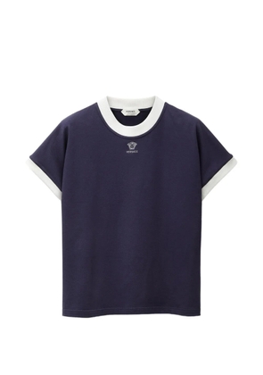Versace embroidered-logo stretch cotton-jersey slim T-shirt - Blue