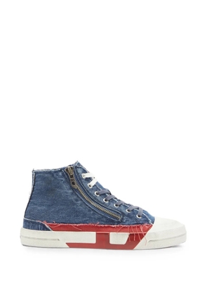 Diesel frayed denim high-top sneakers - Blue