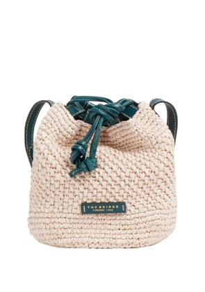 The Bridge straw leather-trim bucket bag - Neutrals
