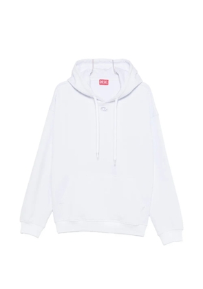 Diesel logo-plaque drawstring hoodie - White