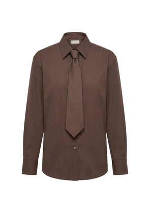 Brunello Cucinelli tie-detail cotton shirt - Brown