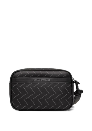 Armani Exchange logo-print wash bag - Black