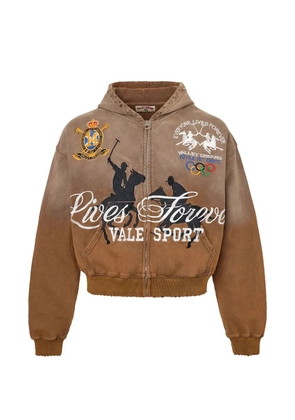 Vale Valderbilt zip-up embroidered hoodie - Brown