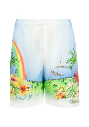 Casablanca Aloha-print silk swim shorts - Blue