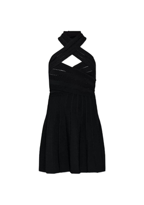 Balmain halterneck pointelle-knit mini dress - Black