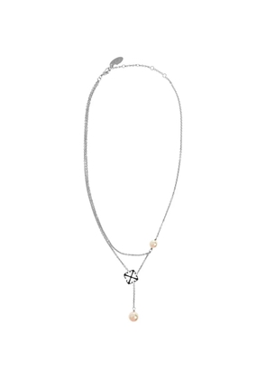 Off-White double-layered faux-pearl necklace - Silver