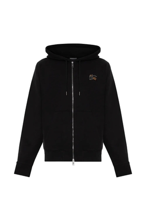 Burberry embroidered zip-up hoodie - Black