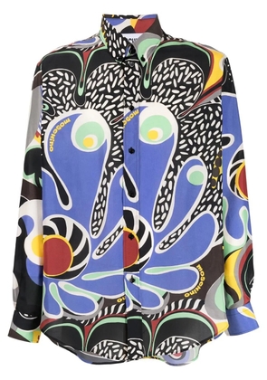 Moschino graphic-print button-up silk shirt - Blue