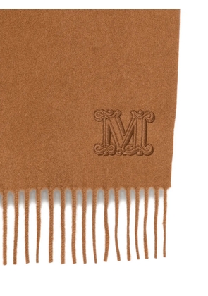 Max Mara logo-embroidered fringed scarf - Neutrals