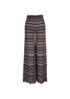 D.Exterior zigzag-knit trousers - Neutrals