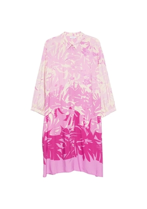 ZANETTI palm leaf-print midi shirt dress - Pink