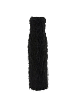 Ferragamo eyelash-fabric strapless midi dress - Black