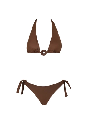 Fisico halterneck ring-detail bikini - Brown