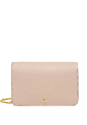 Trussardi logo-plaque chain-link shoulder bag - Neutrals