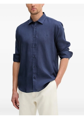 Trussardi logo-embroidered linen shirt - Blue