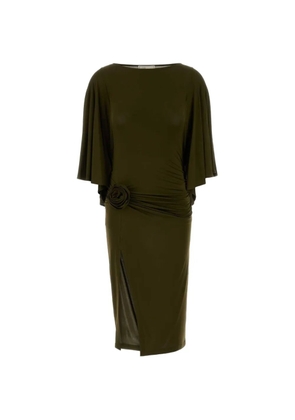 Blumarine rosette-detail cape-sleeve midi dress - Green