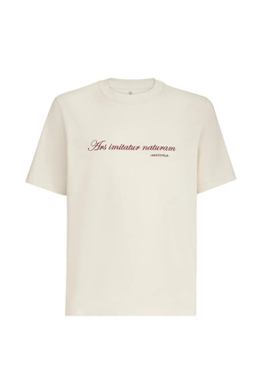 Brunello Cucinelli phrase-embroidery crew-neck T-shirt - Neutrals