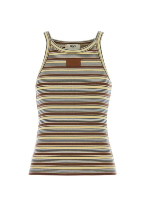 FENDI striped ribbed tank top - Yellow
