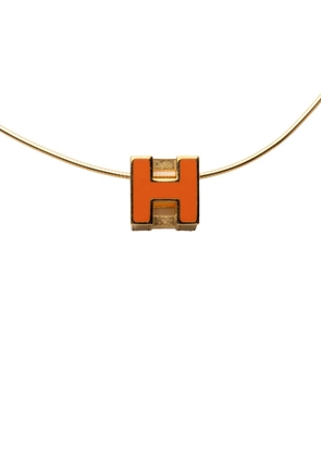 Hermès Pre-Owned 1990-2020 Gold Plated and Enamel Cage d H Pendant Necklace costume necklace