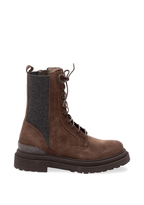 Brunello Cucinelli lace-up leather ankle boots - Brown